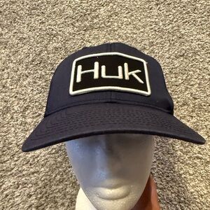 HUK Fishing Hat One Size‎ Mesh Back Snap Adjustable Blue